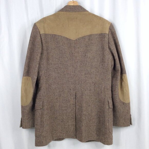 Vintage 70s Pendleton Wool Blazer Mens 42L Suede Shoulder Elbow Patches Western - Picture 2 of 11